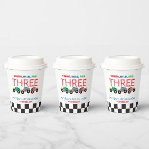 Young Wild and Three Monster Truck Boy Birthday  Paper Cups