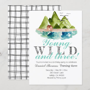 Young wild and three mountain birthday invite