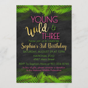Young Wild and Three Party Wild 3rd Birthday Invitation