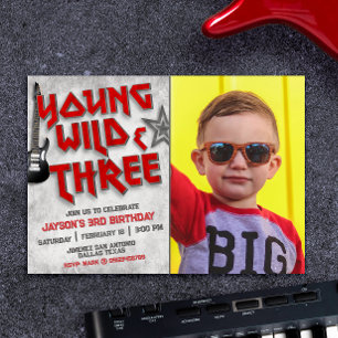 Young Wild and Three Rock With Picture Invitation