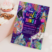 Young Wild And Three Safari Neon Cheetah Birthday