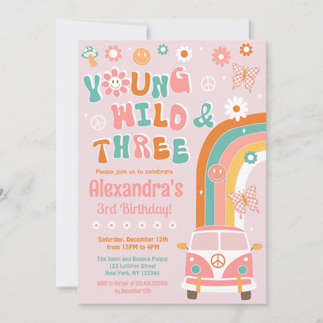 Young Wild and Three Super Birthday Invitations (Devant)