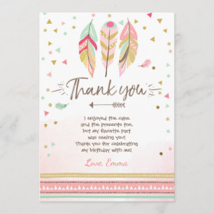 Young wild and three Thank You Card Feathers Boho