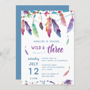 Young Wild and Three // Third Birthday Invitation