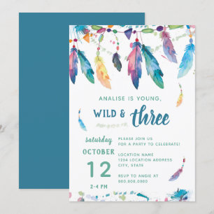 Young Wild and Three // Third Birthday Invitation