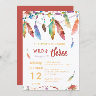 Young Wild and Three // Third Birthday Invitation