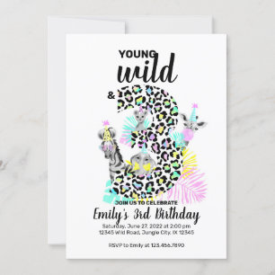Young wild and three Wild 3rd Birthday invitation