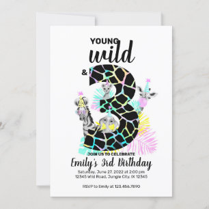 Young wild and three Wild 3rd Birthday invitation