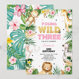Young Wild Et Trois Ans Invitation Safari Party