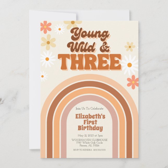 Young Wild et TROIS rétro invitation d'anniversair (Devant)