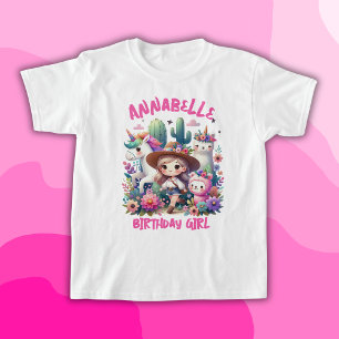 Young Wild Safari Girls Pink Monogram Name T-Shirt