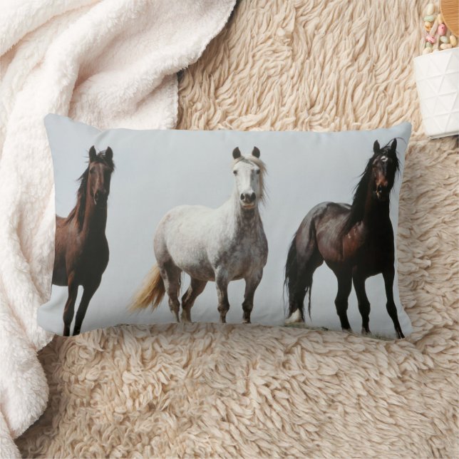 Young Wild Stallions Lumbar Pillow (Blanket)