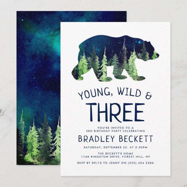 Young, Wild & Three | 3rd Birthday Invitation (Front/Back)