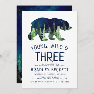Young, Wild & Three   3rd Birthday Invitation