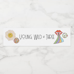 Young, Wild & Three B-Day Water Label Boho