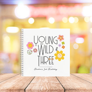 Young, Wild & Three Birthday Guest Book Smile