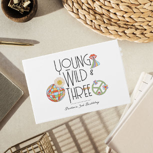 Young, Wild & Three Birthday Guest Books Boho