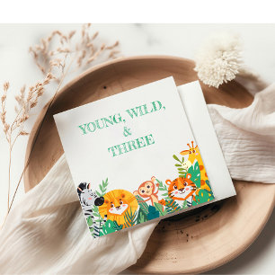 Young, Wild, & Three Birthday Paper Napkin