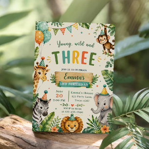 Young Wild & Three Birthday Party Invitation