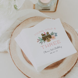 Young, Wild & Three Birthday Party Napkin