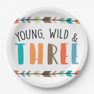 Young Wild & Three Birthday Party Plates