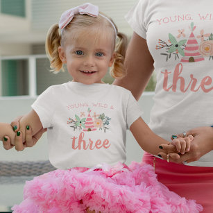 Young, Wild & Three Birthday Toddler T-shirt
