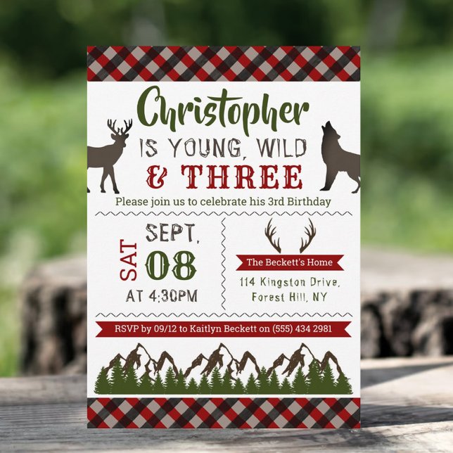 Young Wild & Three Boys Third Birthday Invitations (Creator Uploaded)