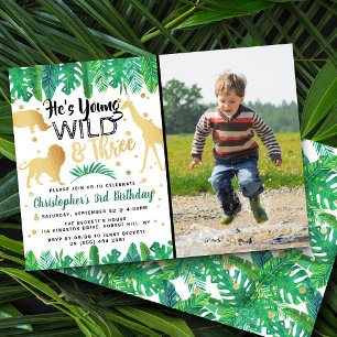 Young Wild & Three Boys Third Birthday Invitations