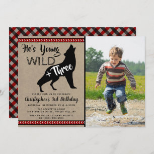 Young Wild & Three Boys Third Birthday Invitations