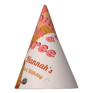 Young wild & Three Groovy daisy 3rd Birthday Party Hat