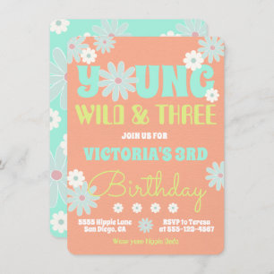 Young Wild & Three Hippie Birthday Party Invitatio Invitation
