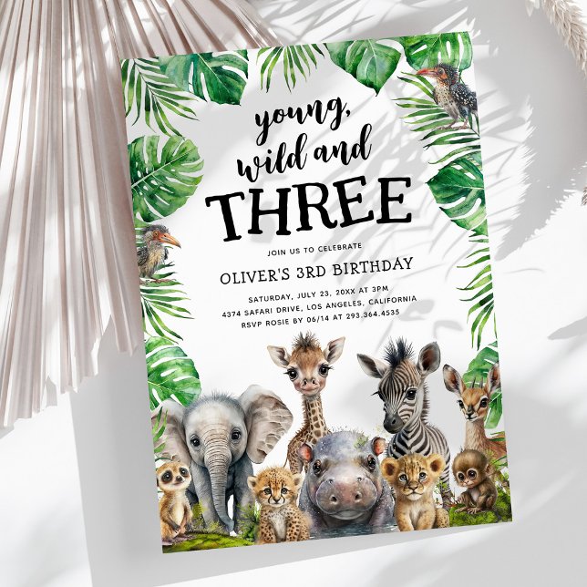 Young Wild Three Jungle Birthday Invitation (Creator Uploaded)