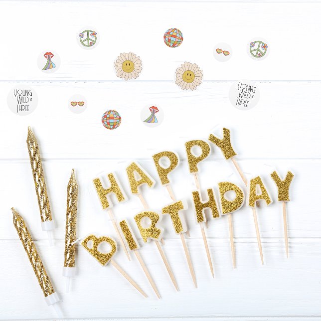 Young, Wild & Three | Kid B-Day Confetti | Boho (Creator Uploaded)