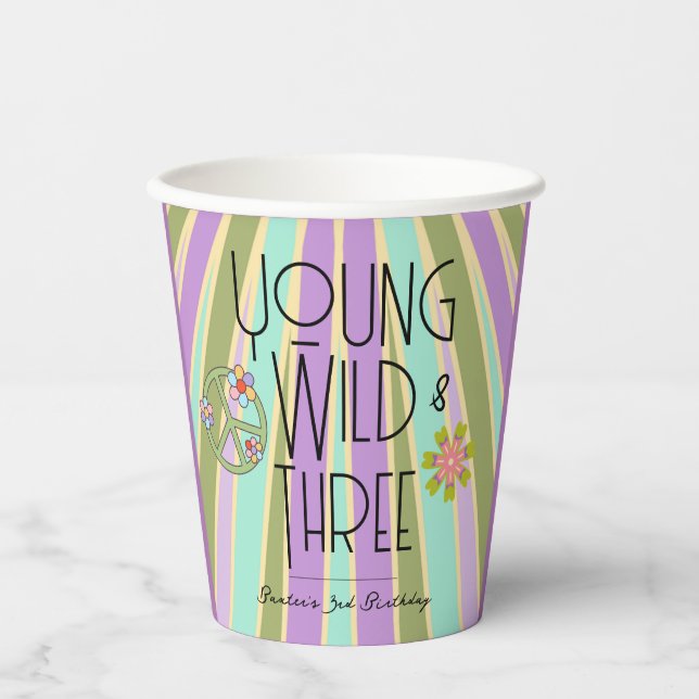 Young, Wild & Three | Kid Birthday Cups | Cools (Front)
