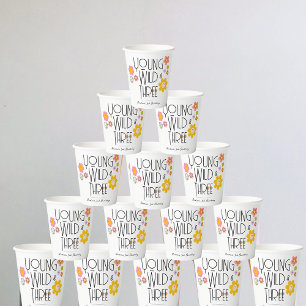 Young, Wild & Three Kid Birthday Cups Smile