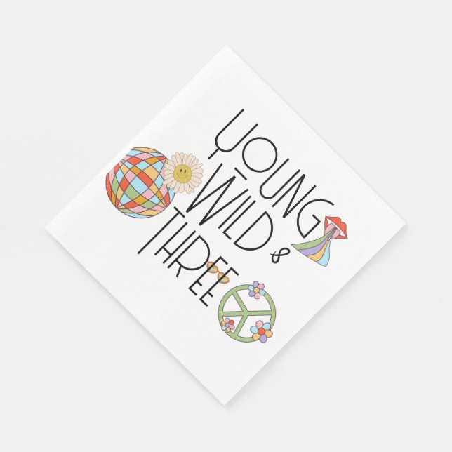 Young, Wild & Three | Kid Birthday Napkin | Boho (Corner)