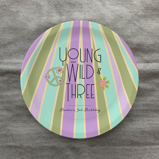 Young, Wild & Three | Kid Birthday Plates | Cools (Creator Uploaded)