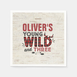 Young Wild & Three Party Napkin Rustic Lumberjack
