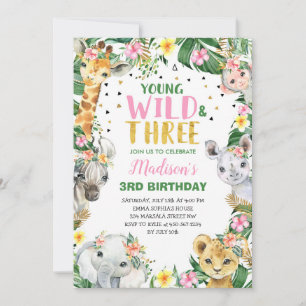 Young Wild & Three Safari Jungle Invitation Party