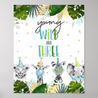 Young Wild & Three Safari Party Animals Birthday