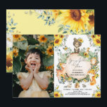 Young Wild & Three Sunflower Woodland Birthday Invitation<br><div class="desc">Celebrate your little wild one turning 3 with this whimsical sunflower / woodland themed birthday invitation. The design features a group of adorable forest friends (deer,  bear,  raccoon,  fox,  owl,  bunny,  skunk ) and lush watercolor greenery & rustic sunflowers.</div>