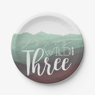 Young Wild & Three   Third Birthday Party Paper Plate