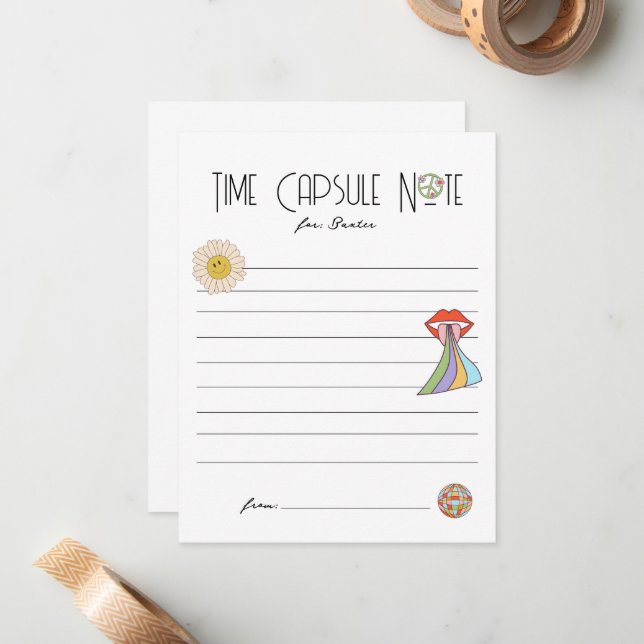 Young, Wild & Three | Time Capsule Note | Boho Card (Front/Back In Situ)