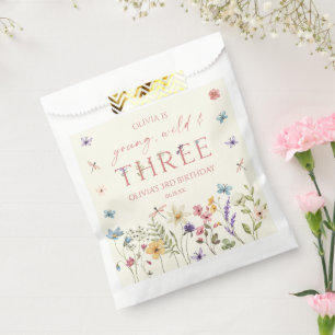 Young Wild & Three Wildflower 3rd Birthday Party Favour Bag