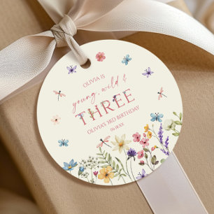 Young Wild & Three Wildflower 3rd Birthday Party Favour Tags