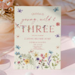 Young Wild & Three Wildflower 3rd Birthday Party Invitation<br><div class="desc">This is a Young Wild & Three Wildflower Wild Flower 3rd Birthday Party Invitation!</div>