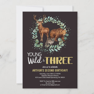 Young Wild Woodland Birthday Invitation Boys