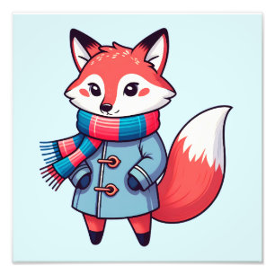 Young winter red fox photo print