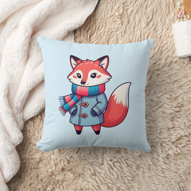 Young winter red fox throw pillow (Blanket)