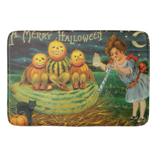 Young Witch's Brew: Pumpkin Men on Magick Altar Bath Mat